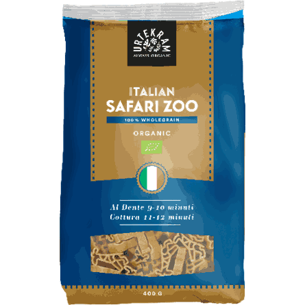 Økologisk Fuldkornspasta Safari Dyr - 400 Gram
