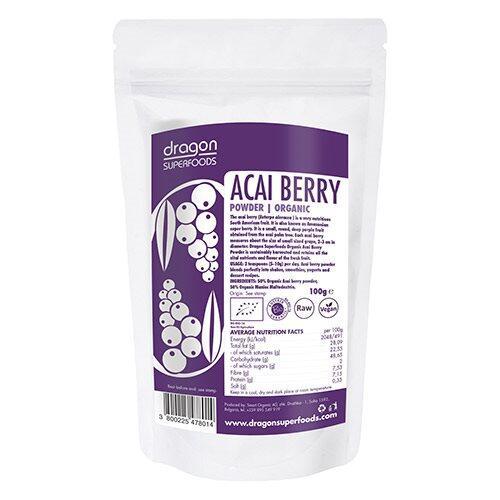 Økologisk Acai Bær Pulver fra Dragon Superfoods 75g