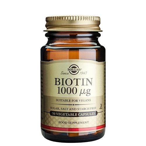 Solgar Biotin 1000ug - Vegetabilske Kapsler til Skønhed