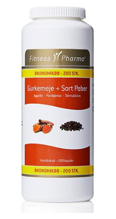 Fitness Pharma Gurkemeje med Sort Peber - 200 Kapsler