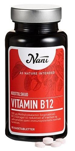 Nani B12 Vitamin 90 Sugetabletter - Optimal Optagelse