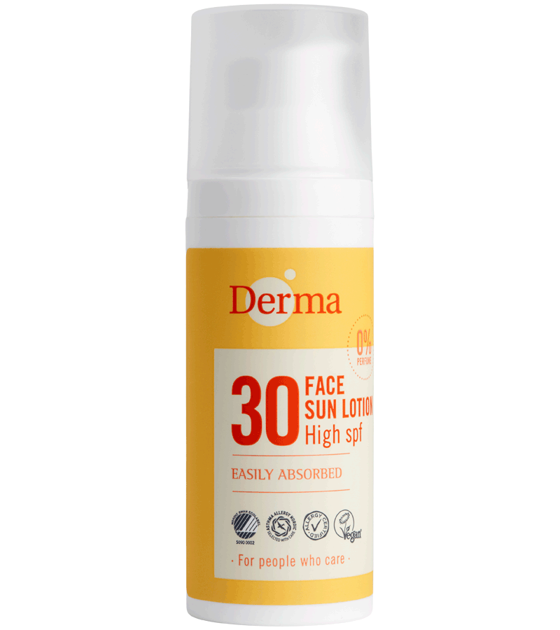 Derma Ansigtssolcreme Spf30  50 Ml    økologisk Solcreme   Vandfast Solcreme