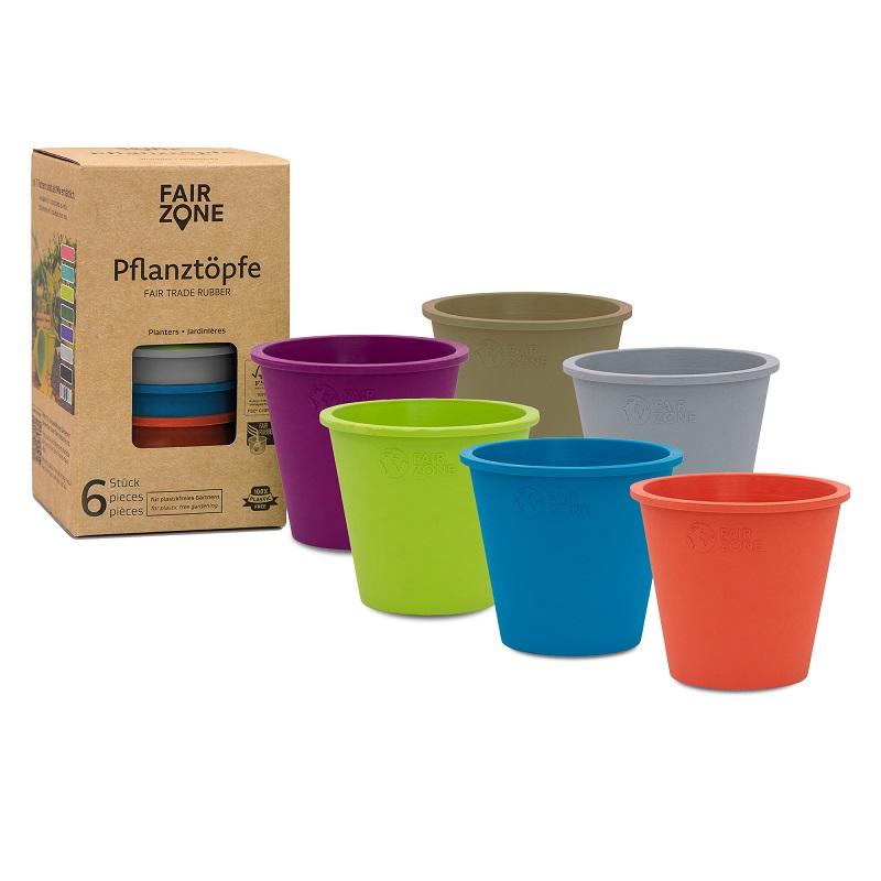Fair Zone 6 Pak Genanvendelige Urtepotter i Naturgummi