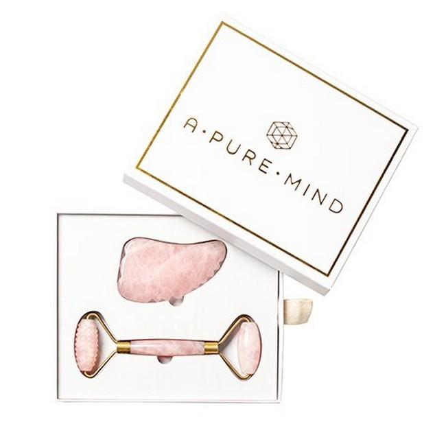 A Pure Mind Gaveæske med Rosa Quartz Ansigtsrulle & Gua Sha