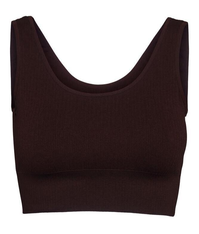 Bella Beluga Ribbet Cropped Top i Chokoladefarve
