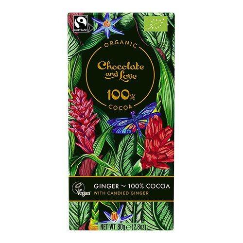 Chocolate And Love Chokolade 100  Kakao Med Kandiseret Ingefær ø  80g