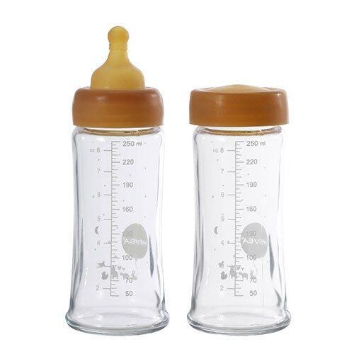 Hevea Baby Glas Sutteflaske Wide Neck 2 Pak - Plastikfri!