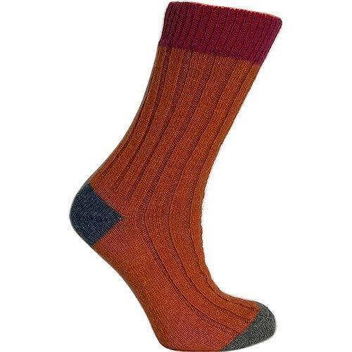Clemente Merinostrømper i Cerise og Orange - Varme!