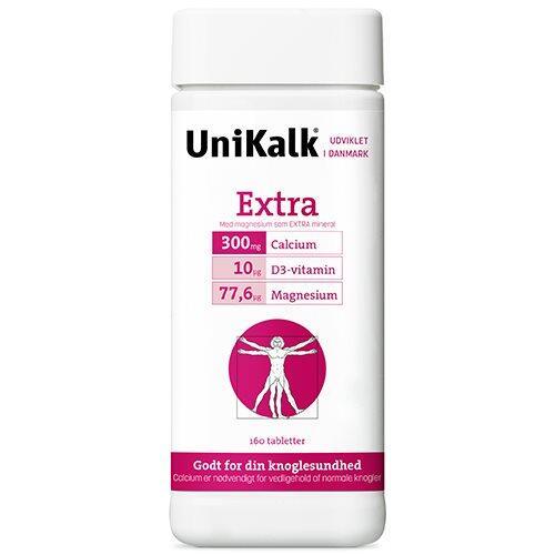 Unikalk Extra 160 Tabletter - Kalk, D-vitamin & Magnesium