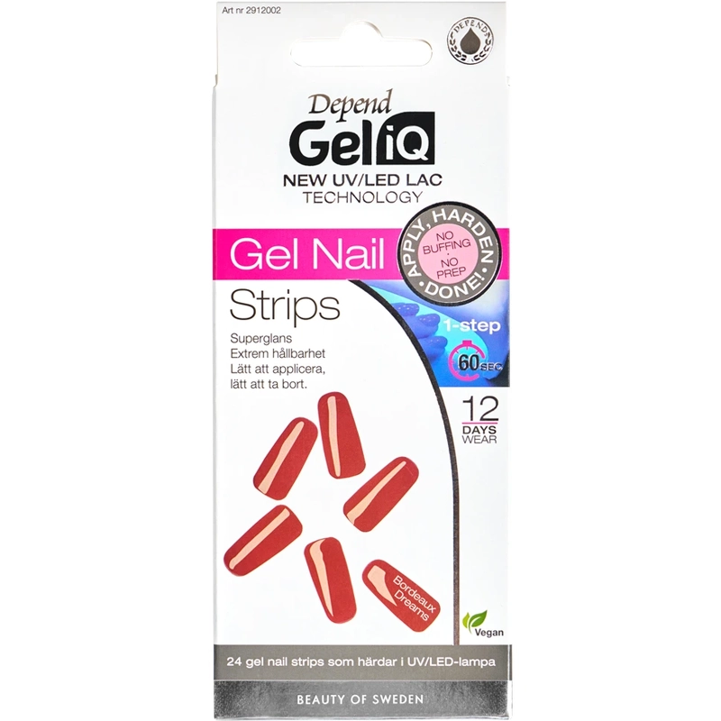 Depend Cosmetic Gel Iq Gel Nail Strips 24 Pieces   Bordeaux Dreams