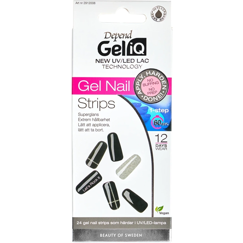Depend Cosmetic Gel Iq Gel Nail Strips 24 Pieces   Rock It