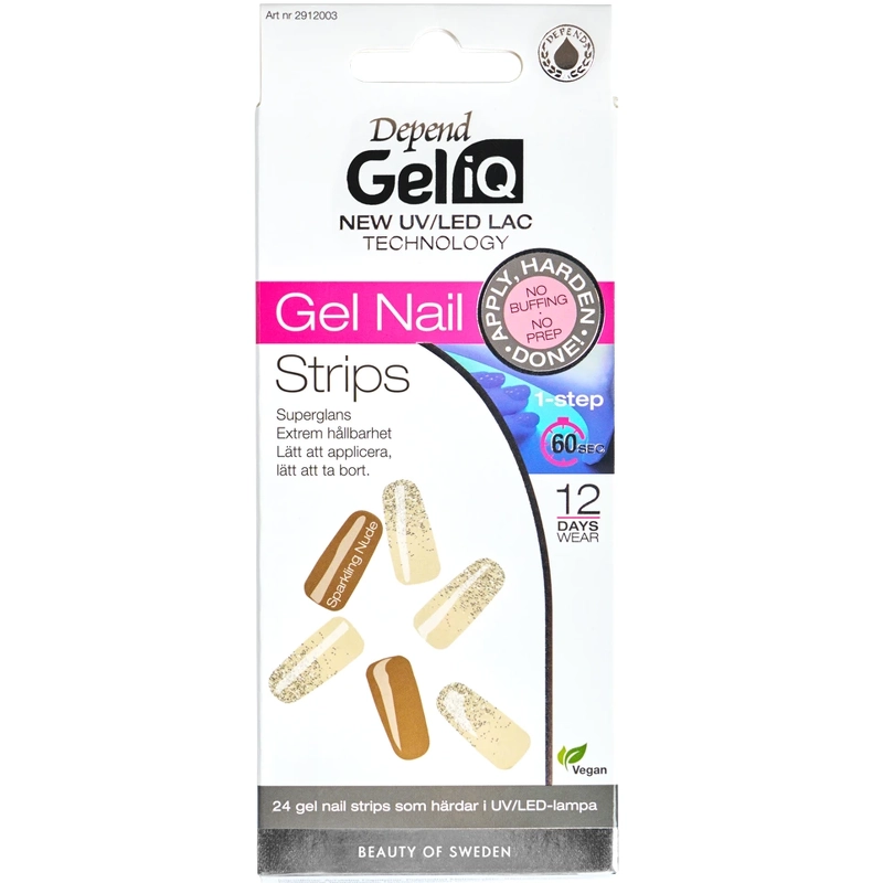 Depend Cosmetic Gel Iq Gel Nail Strips 24 Pieces   Sparkling Nude