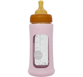 Hevea Baby Glas Sutteflaske Wide Neck 250ml Powder Pink